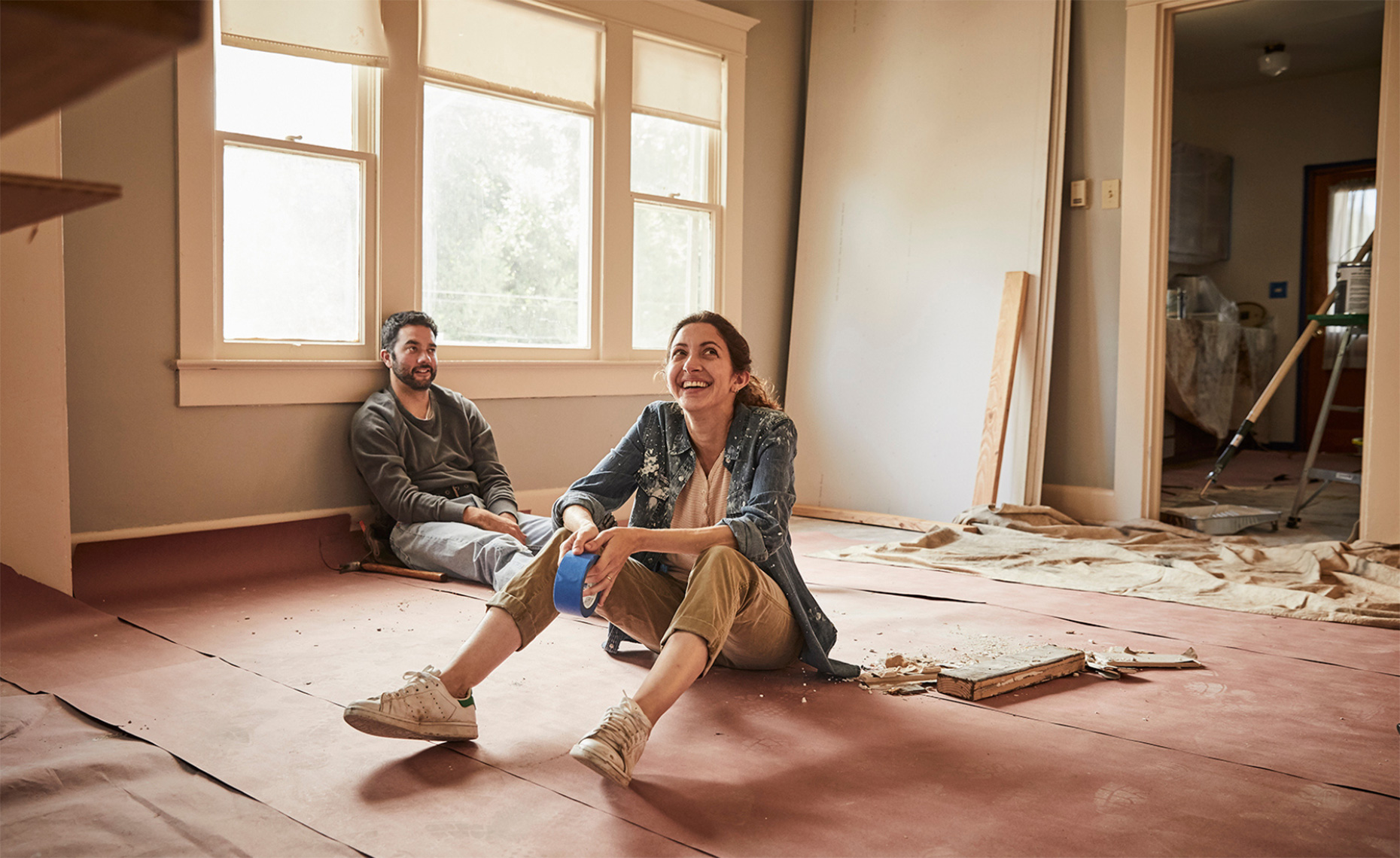 Commercial Lifestyle Photography - Roger Snider - Young couple renovates house together in Los Angeles CA