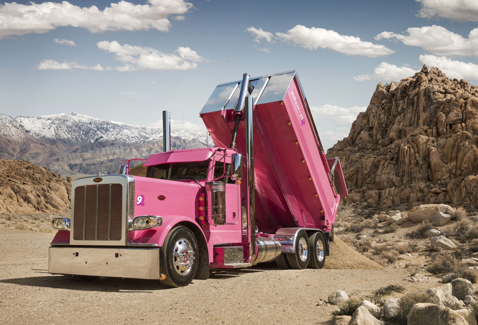 Pink Dump Truck in Lone Pine CA